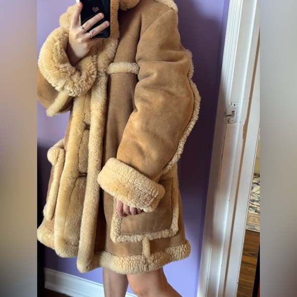 Saks Fifth Avenue brown shearling jacket coat Size 42 - Picture 10 of 17